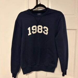 J. Crew Men's Crewneck Sweater in Navy with '1983' Design